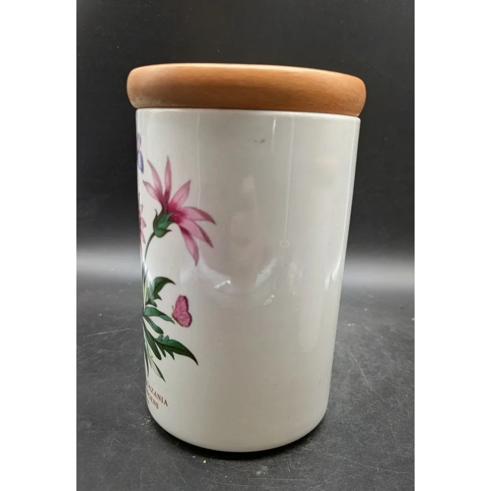 Portmeirion Botanic Garden Gazania Ringens Treasure Flower Canister Wood Lid